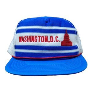 Vintage 1980s 1990s Washington D.C. Souvenir Mesh Trucker Snapback Hat
